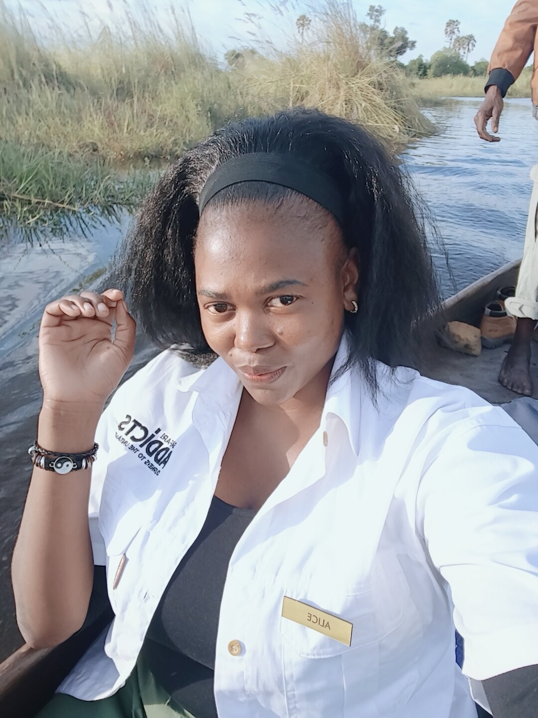 Alice, Safari Addicts Lead Safari Consultant and Operations, enjoying the Okavango Delta